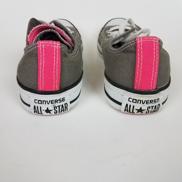 Converse Chuck Taylor All Star Low Top Gray Hot Pink Lace Up Canvas Sneakers - Picture 11 of 12